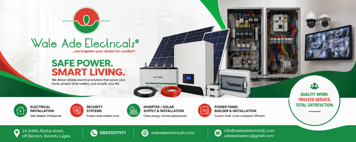 Looking for reliable electrical and solar solutions? Contact Wale Ade Electricals today!